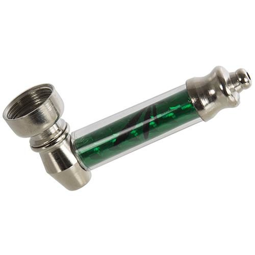 METAL PIPE WITH 5-PC REPLACEMENT SCREENS by Moji Mellow Moji Mellow's metal pipe is available in green and comes complete with five extra replacement screens. For use with dried flower.