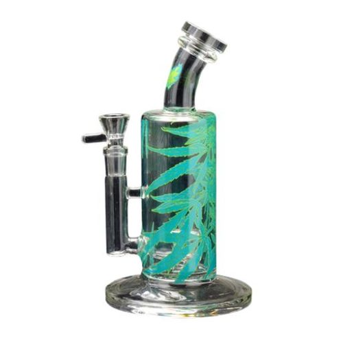 GREEN LEAF DECAL BUBBLER 10" by Red Eye Glass