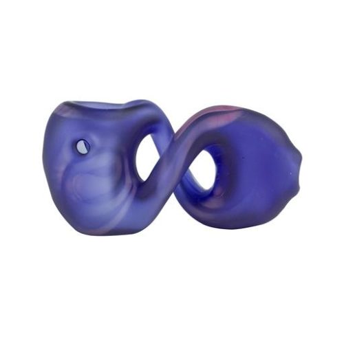 BLUE FROSTED BUKOWSKI PRETZEL HAND PIPE by Red Eye Glass Twisted pretzel style 3.75" borosilicate glass amber frosted hand pipe.