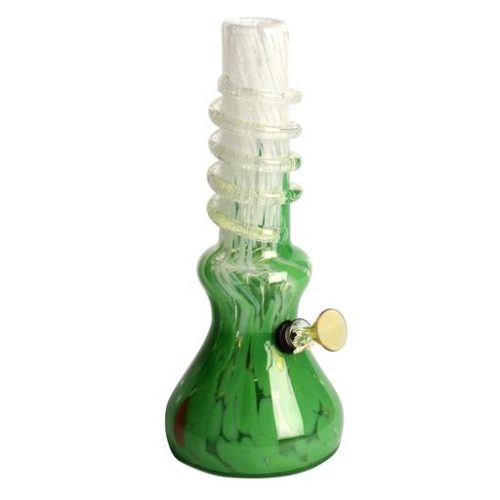 The Retro Glass 12" Glacier Beaker Base Water Pipe is made from 100% extra thick soft glass and features glow-in-the-dark wrap around the neck and mouthpiece.