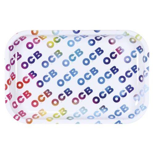 RAINBOW ROLL TRAY - MEDIUM by OCB Medium-sized (11 x 7.5 inches) rainbow rolling tray. Constructed using all metal materials and high curved edges.