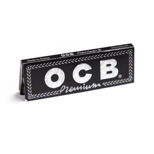 OCB PREMIUM BLACK 1 1/4 ROLLING PAPER by OCB OCB Premium black rolling papers come in a pack of 50 and are 1¼“ long. Made with all-natural acacia gum and packaged in a black booklet.