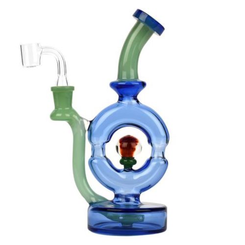 9" TALL SAPPHIRE BLUE MINT GRN DOUT RIG by Red Eye Glass